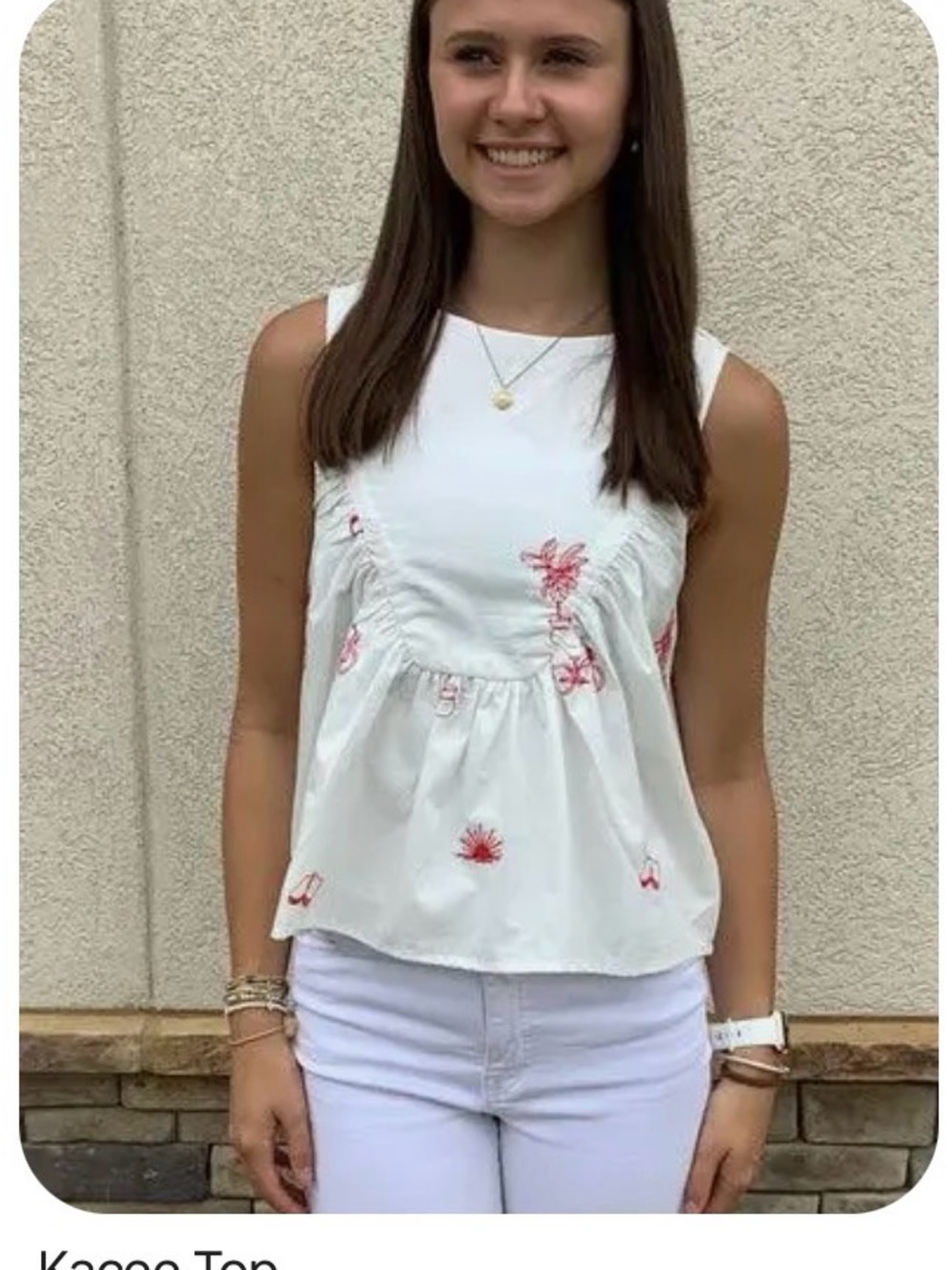 White Embroidered Sleeveless Peplum Tank Top